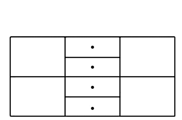 Cassettiera in MDF, con 4 cassetti e 2 ante Gabrielle 8 Bianco, l165xL40xH80 cm (9)