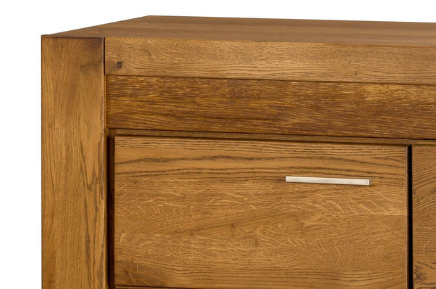 Szynaka Cassettiera in paglia, impiallacciatura e legno, con 3 ante Velvet 45 Rustic Oak, l161xL42xH88 cm