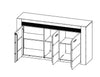 Szynaka Cassettiera in paglia, impiallacciatura e legno, con 3 ante Velvet 45 Rustic Oak, l161xL42xH88 cm