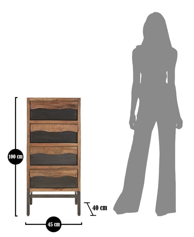 Mauro Ferretti Cassettiera Yellowstone cm 45x40x100 (Legno Di Acacia Nilotica)