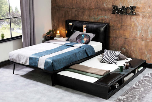 Cilek Cassetto Letto per ragazzi in paglia, metallo scuro nero/grafite, l194xl121xh26 cm