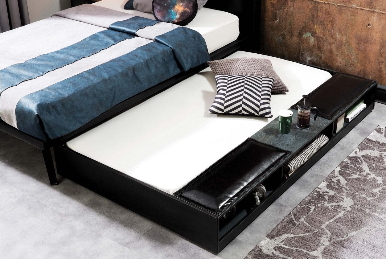Cilek Cassetto Letto per ragazzi in paglia, metallo scuro nero/grafite, l194xl121xh26 cm