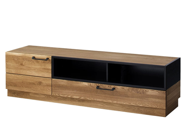 Szynaka Cassettone TV in legno e impiallacciato con 1 cassetto e 1 anta Large Mosaic 25 Rovere / Nero, l170xL42xH46 cm