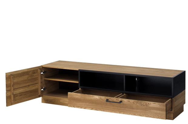 Szynaka Cassettone TV in legno e impiallacciato con 1 cassetto e 1 anta Large Mosaic 25 Rovere / Nero, l170xL42xH46 cm