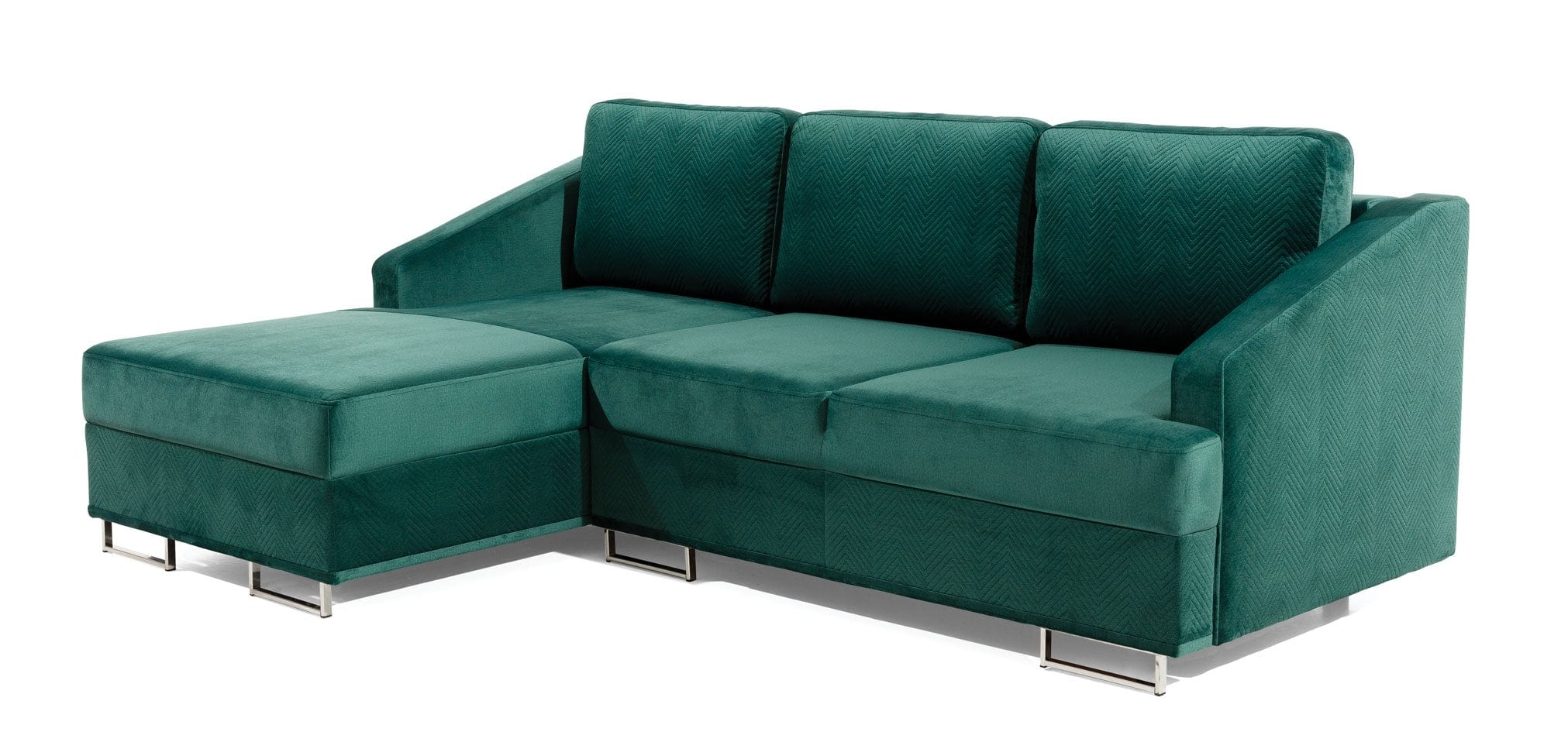 Stagra Coltar Bucs Extensibil cu Arcuri Ondulate si Spuma Poliuretanica, Sezlong pe Stanga, Suprafata de Dormit 202x140 cm, cu Lada de Depozitare, Perne Incluse, l225xA160xH75 cm