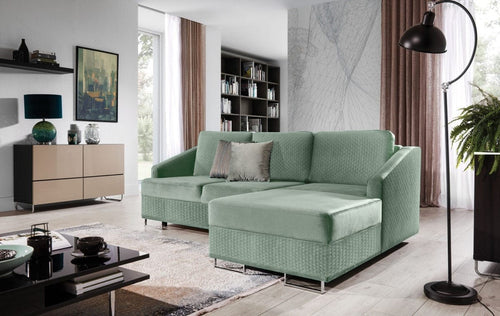Stagra Coltar Bucs Riviera 34/Riviera Honey 34 Extensibil cu Arcuri Ondulate si Spuma Poliuretanica, Sezlong pe Dreapta, Suprafata de Dormit 200x140 cm, tapitat cu Stofa Water Repellent/Eco Friendly, cu Lada de Depozitare, Perne Incluse, l225xA160xH75 cm