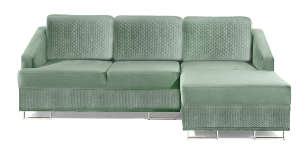 Stagra Coltar Bucs Riviera 34/Riviera Honey 34 Extensibil cu Arcuri Ondulate si Spuma Poliuretanica, Sezlong pe Dreapta, Suprafata de Dormit 200x140 cm, tapitat cu Stofa Water Repellent/Eco Friendly, cu Lada de Depozitare, Perne Incluse, l225xA160xH75 cm