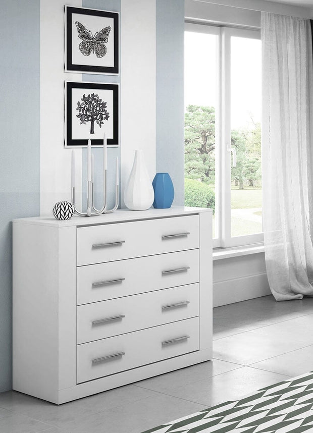 Lenart Comò con 4 cassetti Idea 10 Opaco Bianco