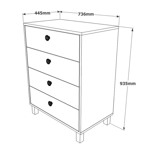 Asir Comò con 4 cassetti Vilamo VL80-217 Bianco