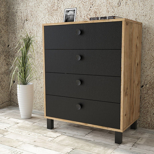 Asir Comò con 4 cassetti Vilamo VL80-238 Nero