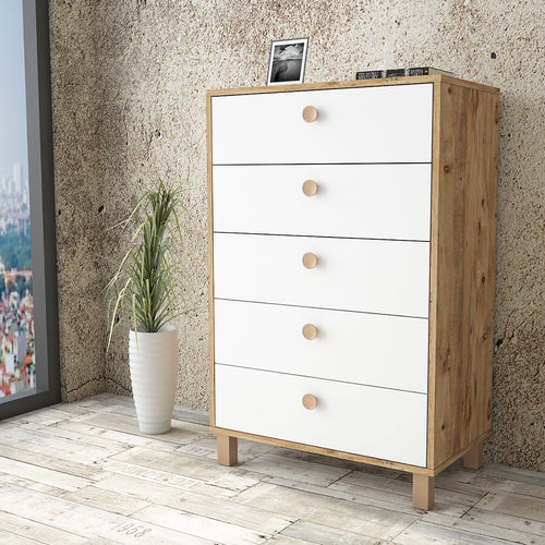 Asir Comò con 5 cassetti Vilamo VL82-217 Alto Bianco