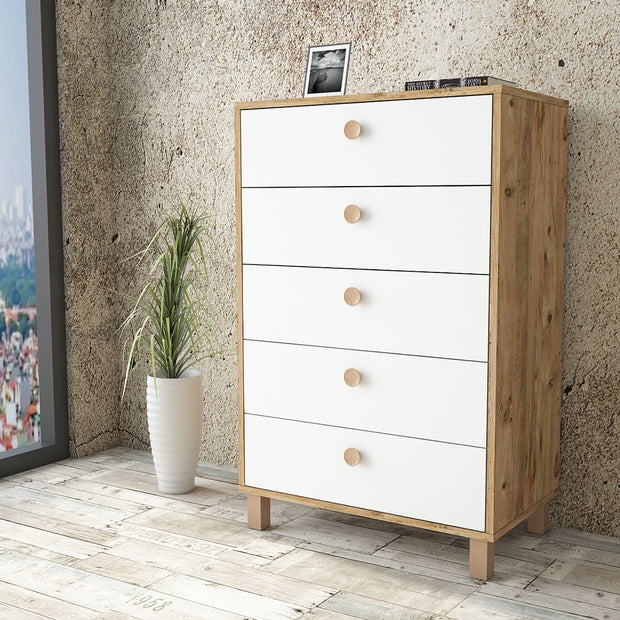 Asir Comò con 5 cassetti Vilamo VL82-217 Alto Bianco