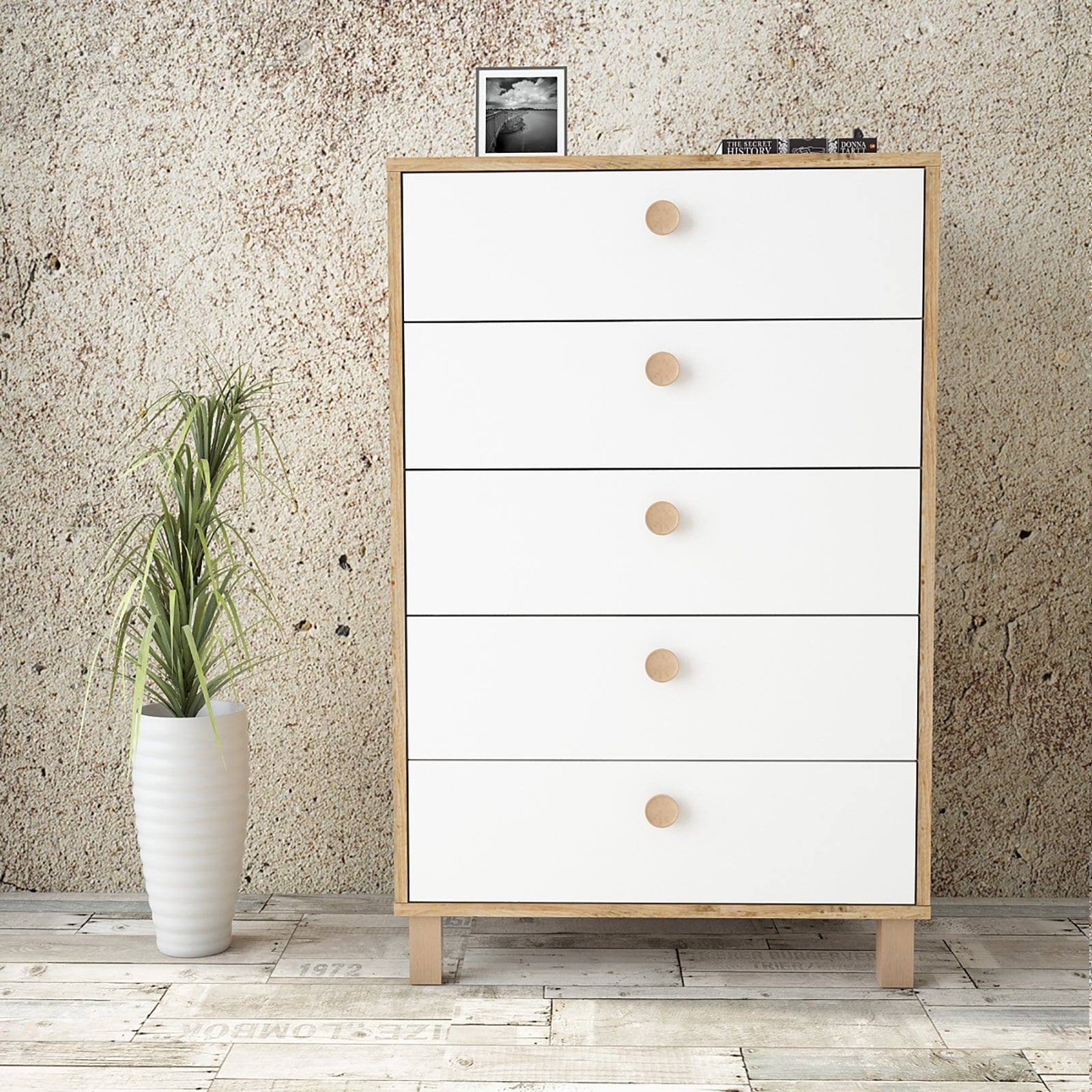 Asir Comò con 5 cassetti Vilamo VL82-217 Alto Bianco
