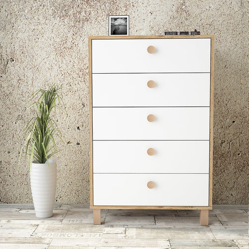 Asir Comò con 5 cassetti Vilamo VL82-217 Alto Bianco