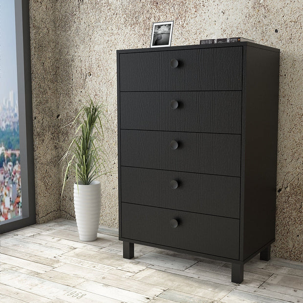 Asir Comò con 5 cassetti Vilamo VL82-338 Alto Nero