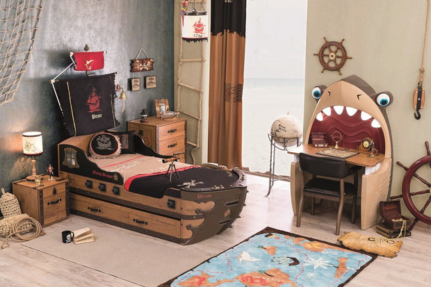 Cilek Comodino a 2 cassetti per bambini, marrone pirata, l45xl43xh44 cm