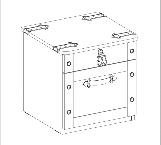 Cilek Comodino a 2 cassetti per bambini, marrone pirata, l45xl43xh44 cm