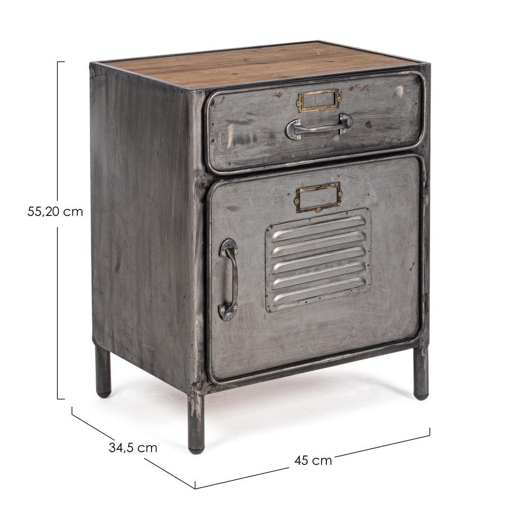 Bizzotto Comodino con 1 cassetto e 1 anta Store Grigio