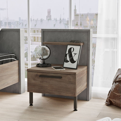 Asir Comodino con 1 cassetto New Home HM5-CG Marrone