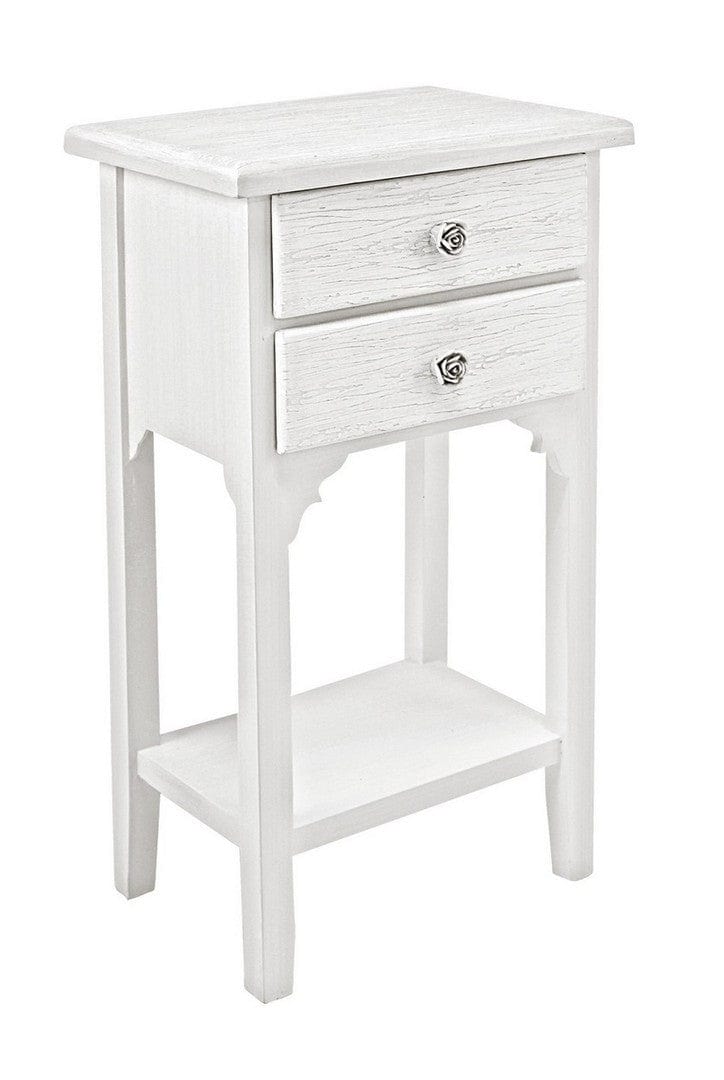 Bizzotto Comodino con 2 cassetti Blanc Bianco