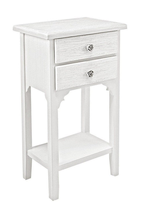Bizzotto Comodino con 2 cassetti Blanc Bianco