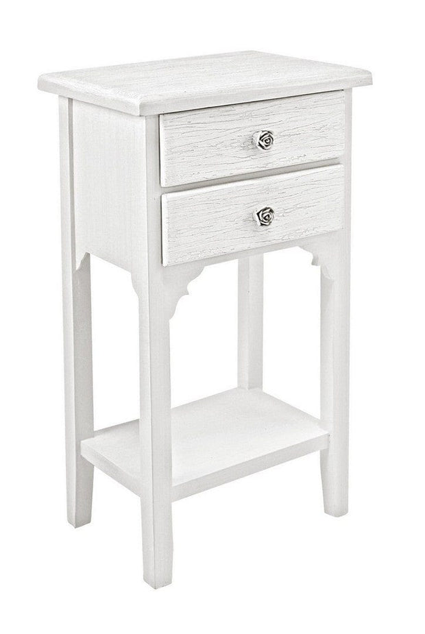 Bizzotto Comodino con 2 cassetti Blanc Bianco