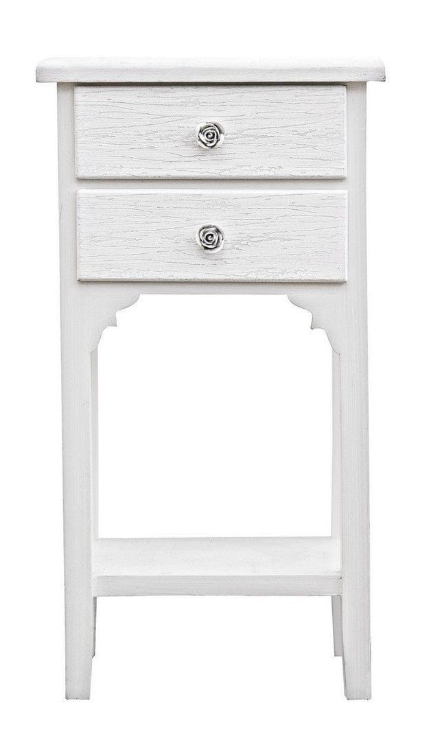Bizzotto Comodino con 2 cassetti Blanc Bianco