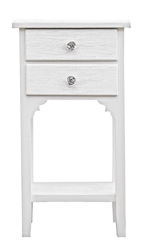Bizzotto Comodino con 2 cassetti Blanc Bianco
