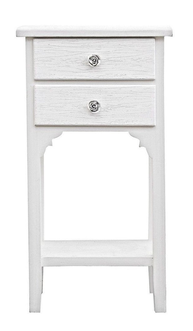 Bizzotto Comodino con 2 cassetti Blanc Bianco