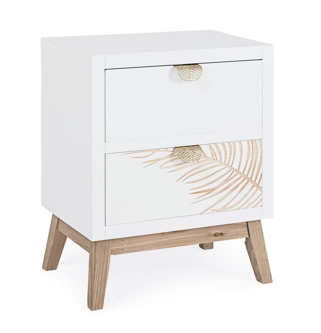Bizzotto Comodino con 2 cassetti Folium Bianco