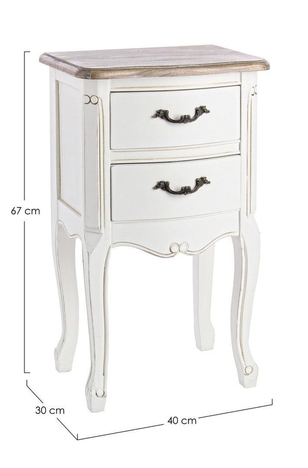 Bizzotto Comodino con 2 cassetti Justine Bianco