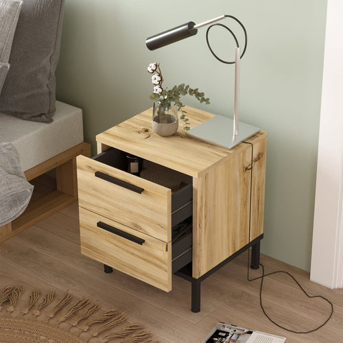 Comodino con 2 cassetti Luvio LV24-KL Quercia (1)