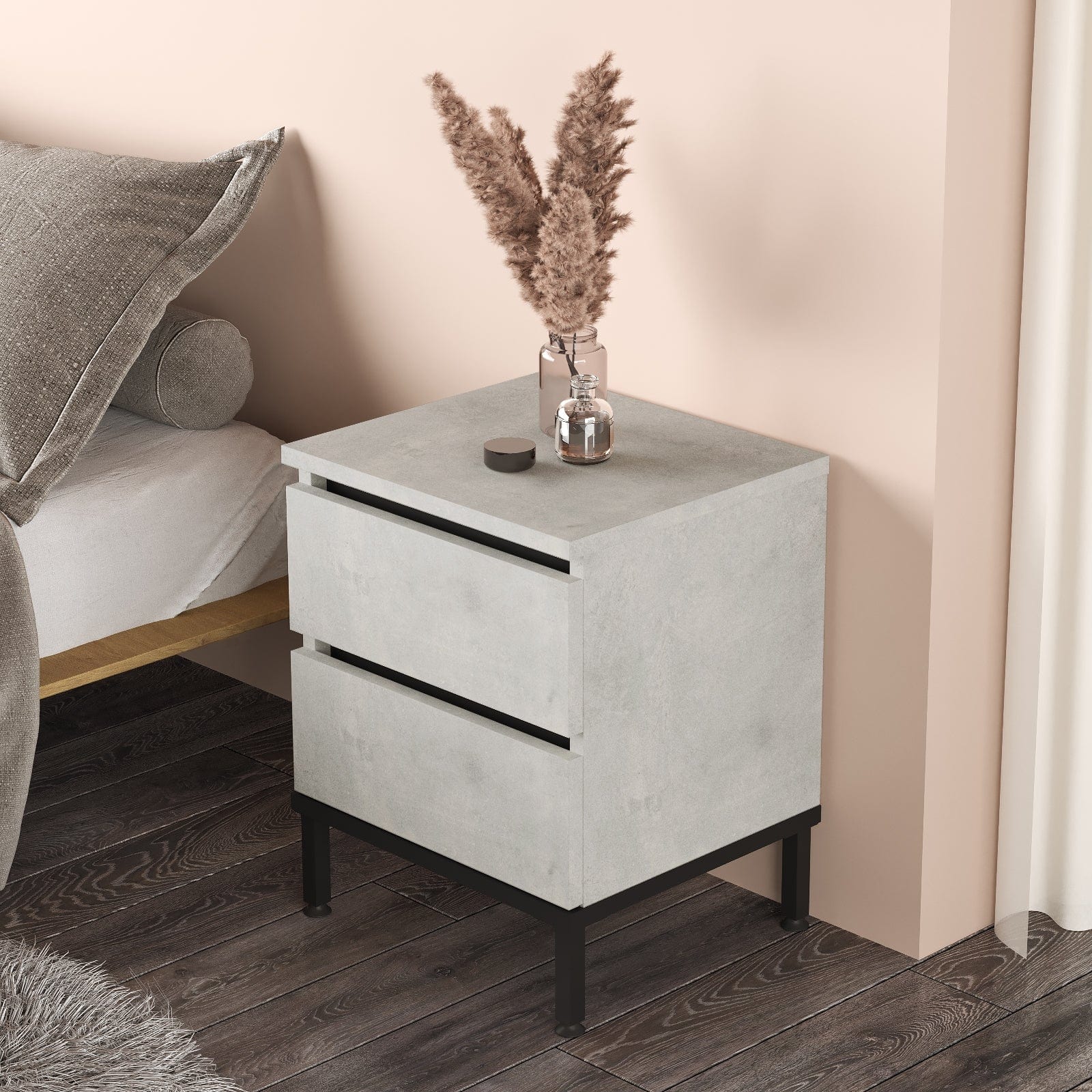 Asir Comodino con 2 cassetti Luvio LV25-TL Grigio
