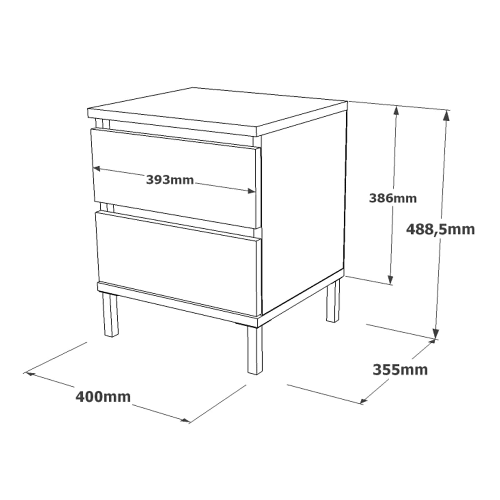Asir Comodino con 2 cassetti Luvio LV25-TL Grigio