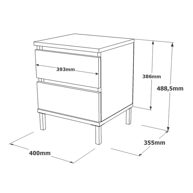 Asir Comodino con 2 cassetti Luvio LV25-TL Grigio