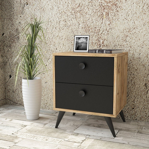 Asir Comodino con 2 cassetti Vilamo VL67-232 Nero