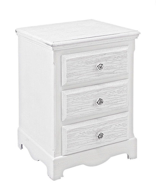 Bizzotto Comodino con 3 cassetti Blanc Bianco