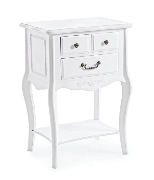 Bizzotto Comodino con 3 cassetti Daisy Bianco