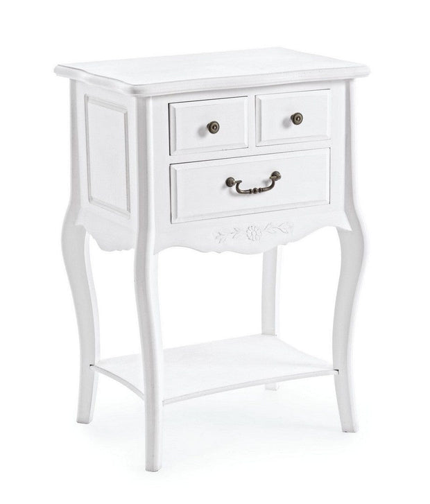 Bizzotto Comodino con 3 cassetti Daisy Bianco