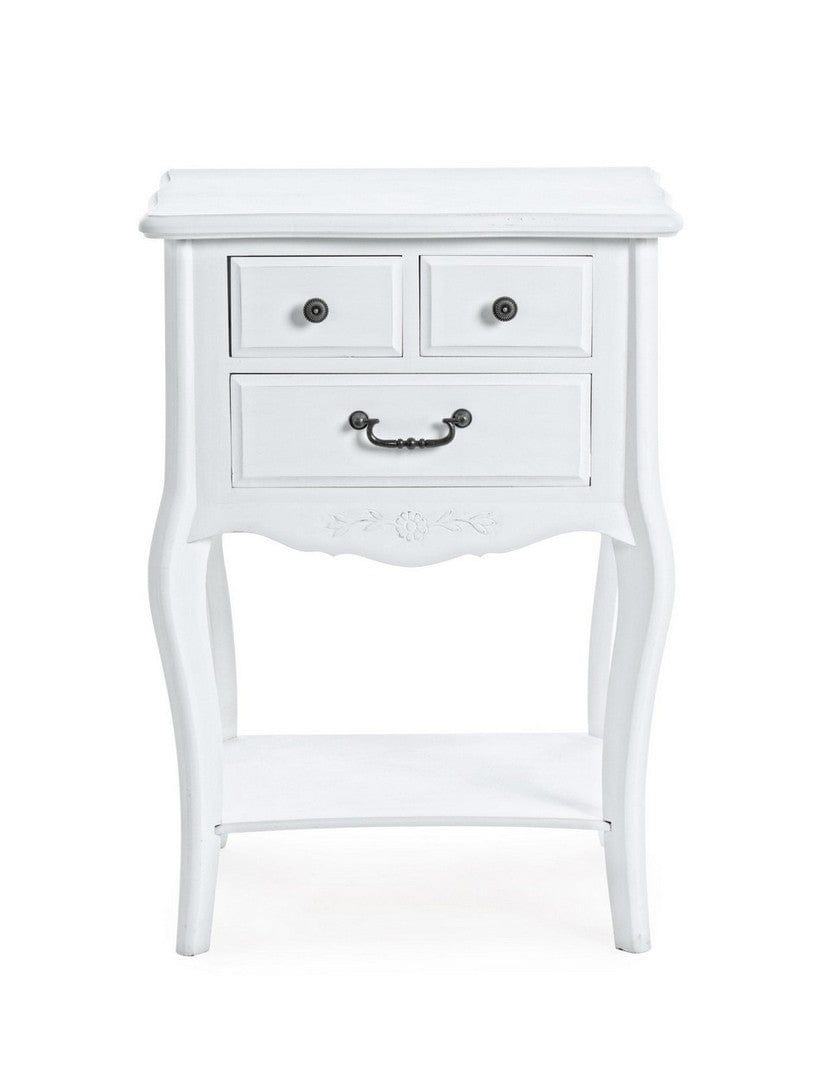Bizzotto Comodino con 3 cassetti Daisy Bianco