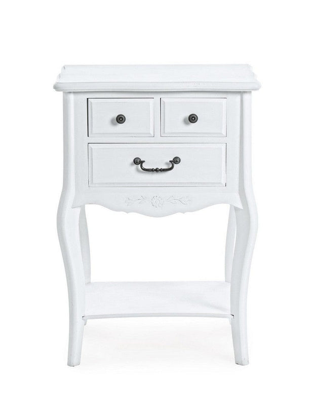 Bizzotto Comodino con 3 cassetti Daisy Bianco