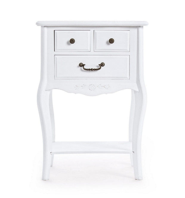 Bizzotto Comodino con 3 cassetti Daisy Bianco