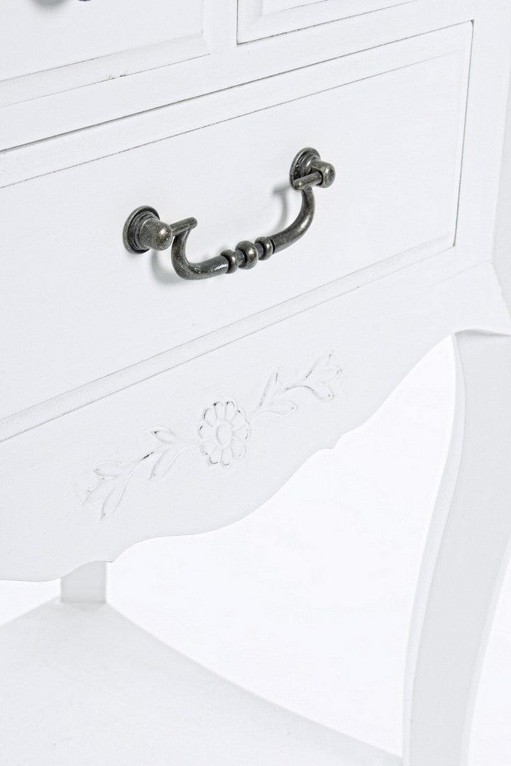 Bizzotto Comodino con 3 cassetti Daisy Bianco