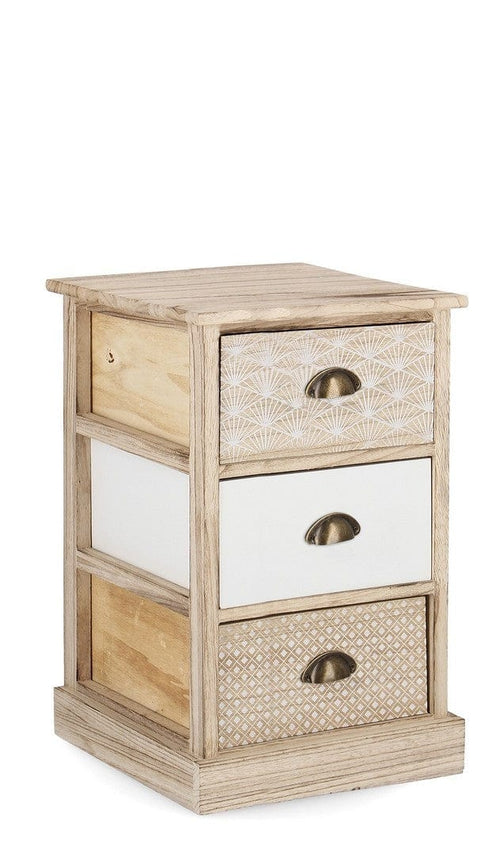 Bizzotto Comodino con 3 cassetti Finnley Naturale
