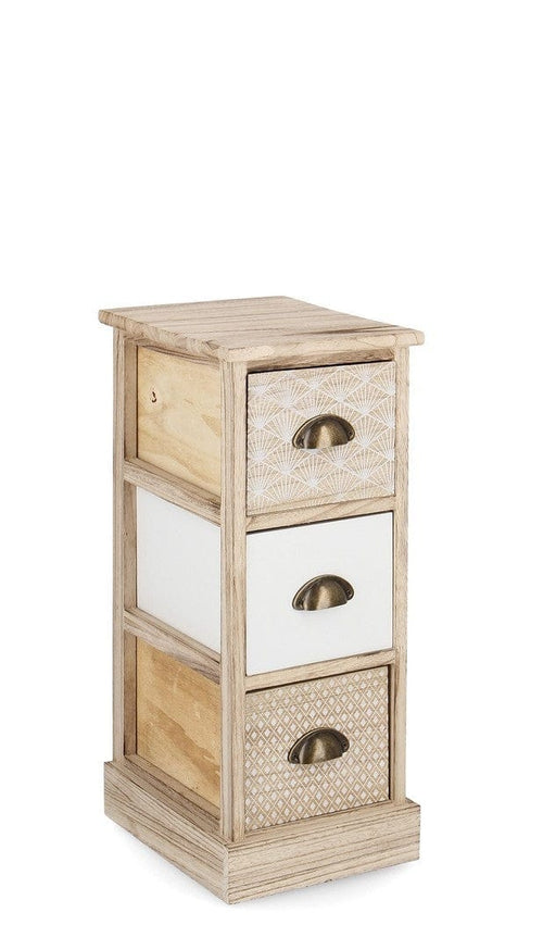 Bizzotto Comodino con 3 cassetti Finnley Slim Naturale