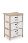 Bizzotto Comodino con 3 cassetti Numbers Bianco