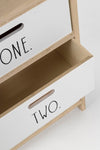 Bizzotto Comodino con 3 cassetti Numbers Bianco