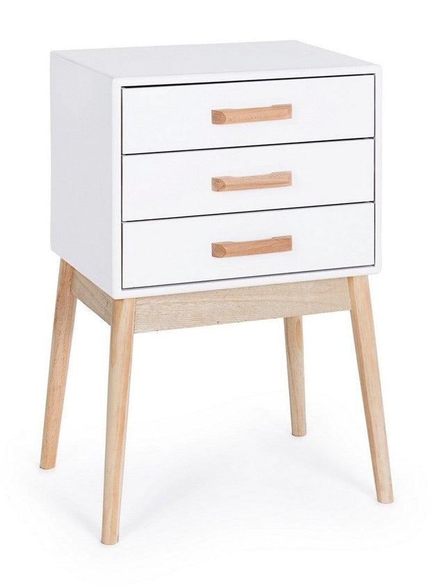Bizzotto Comodino con 3 cassetti Ordinary Bianco