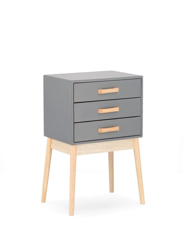 Bizzotto Comodino con 3 cassetti Ordinary Grigio