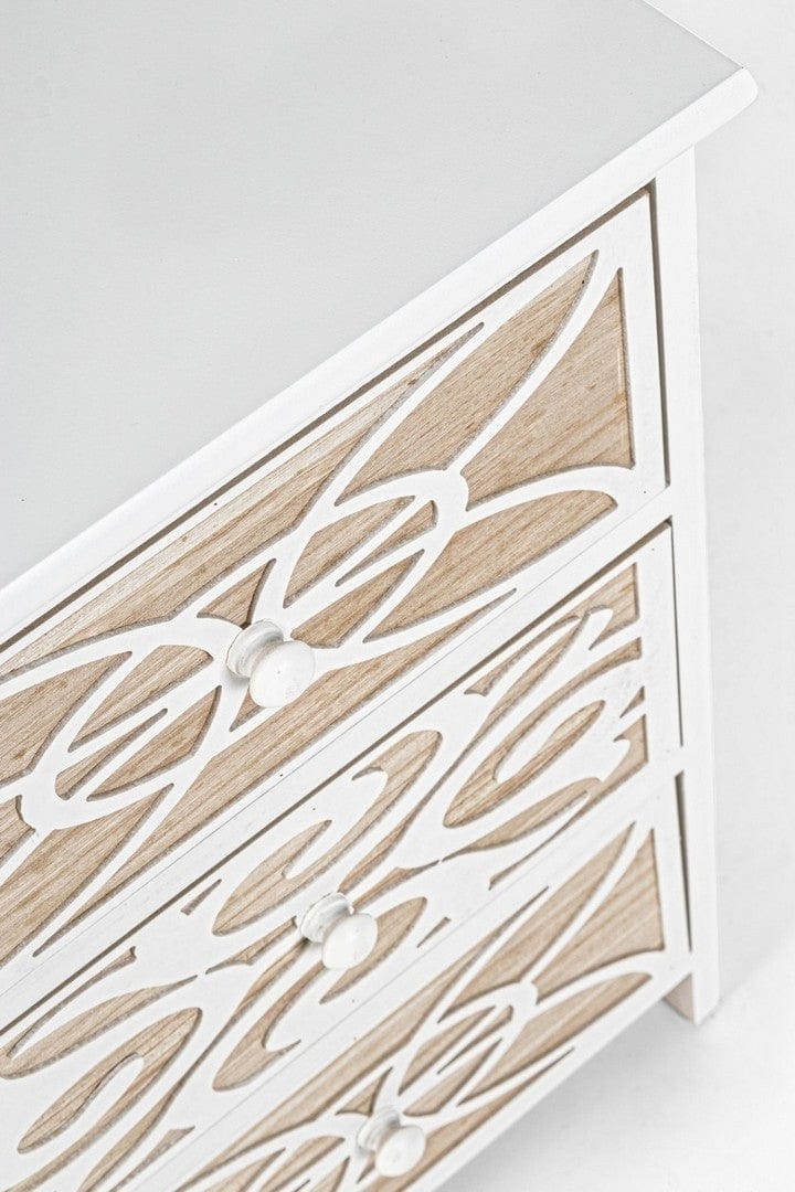 Bizzotto Comodino con 3 cassetti Pattern Bianco
